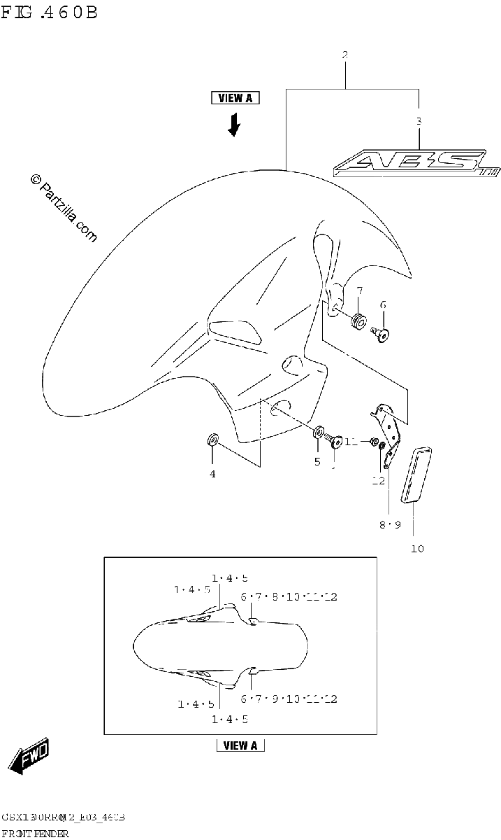 Diagrama de FRONT FENDER GSX1300RRQZ