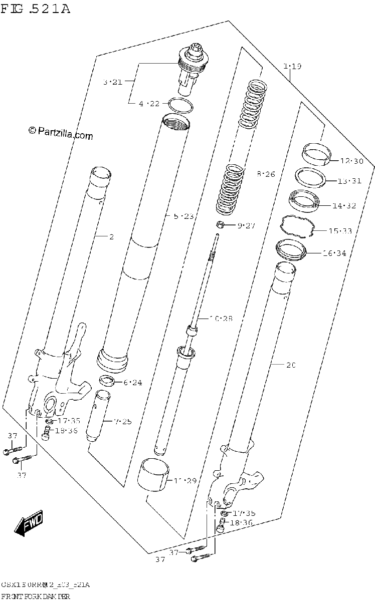 Diagrama de FRONT FORK DAMPER