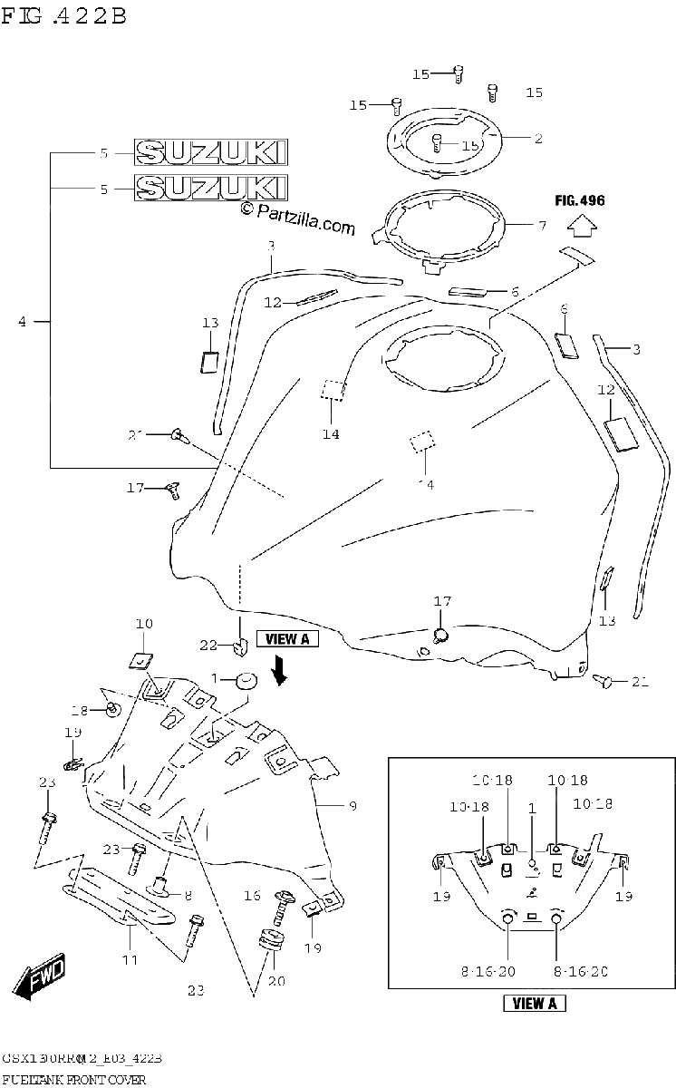 Diagrama de FUEL TANK FRONT COVER GSX1300RRQZ