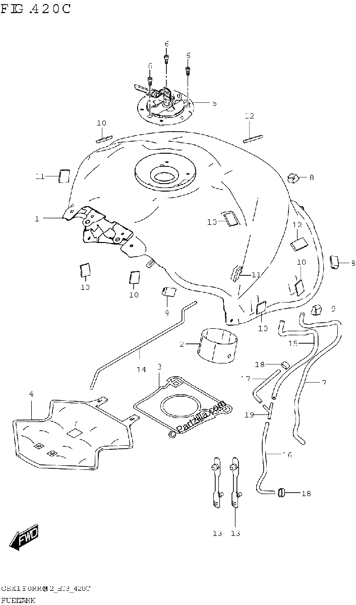 Diagrama de FUEL TANK GSX1300RRQ E03 E28