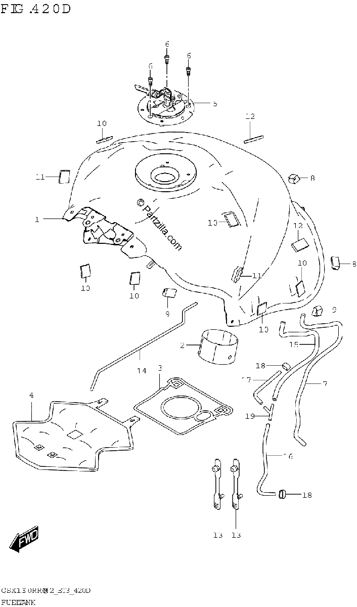 Diagrama de FUEL TANK GSX1300RRQZ E03 E28
