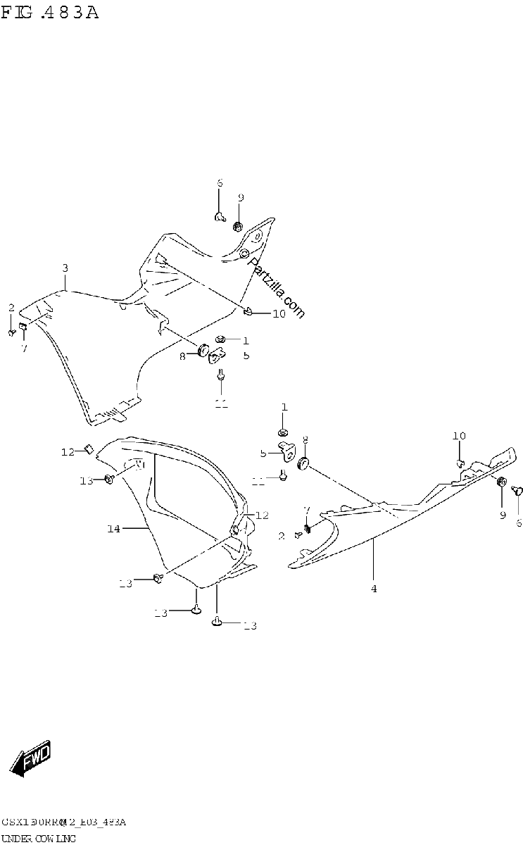 Diagrama de UNDER COWLING GSX1300RRQ