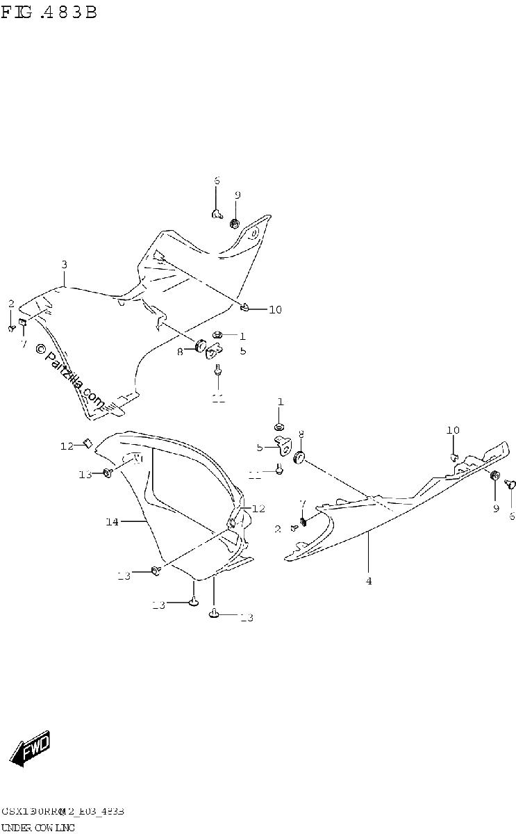 Diagrama de UNDER COWLING GSX1300RRQZ