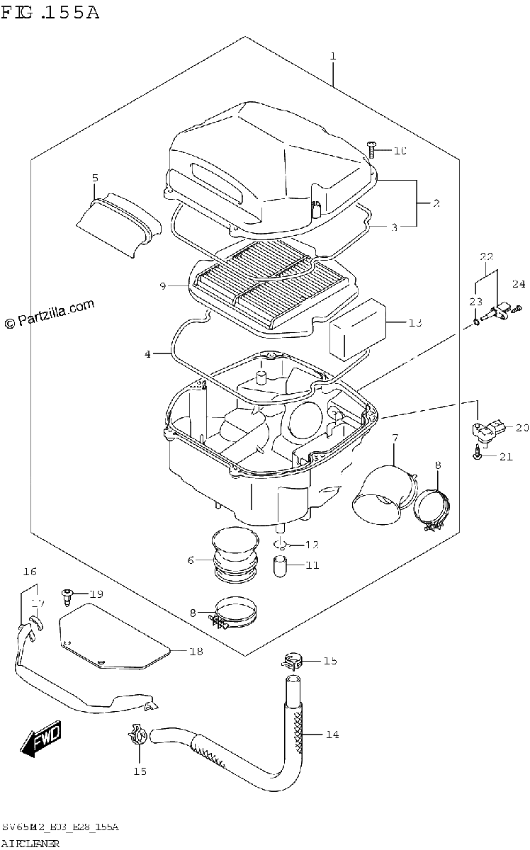 Diagrama de 155A AIR CLEANER