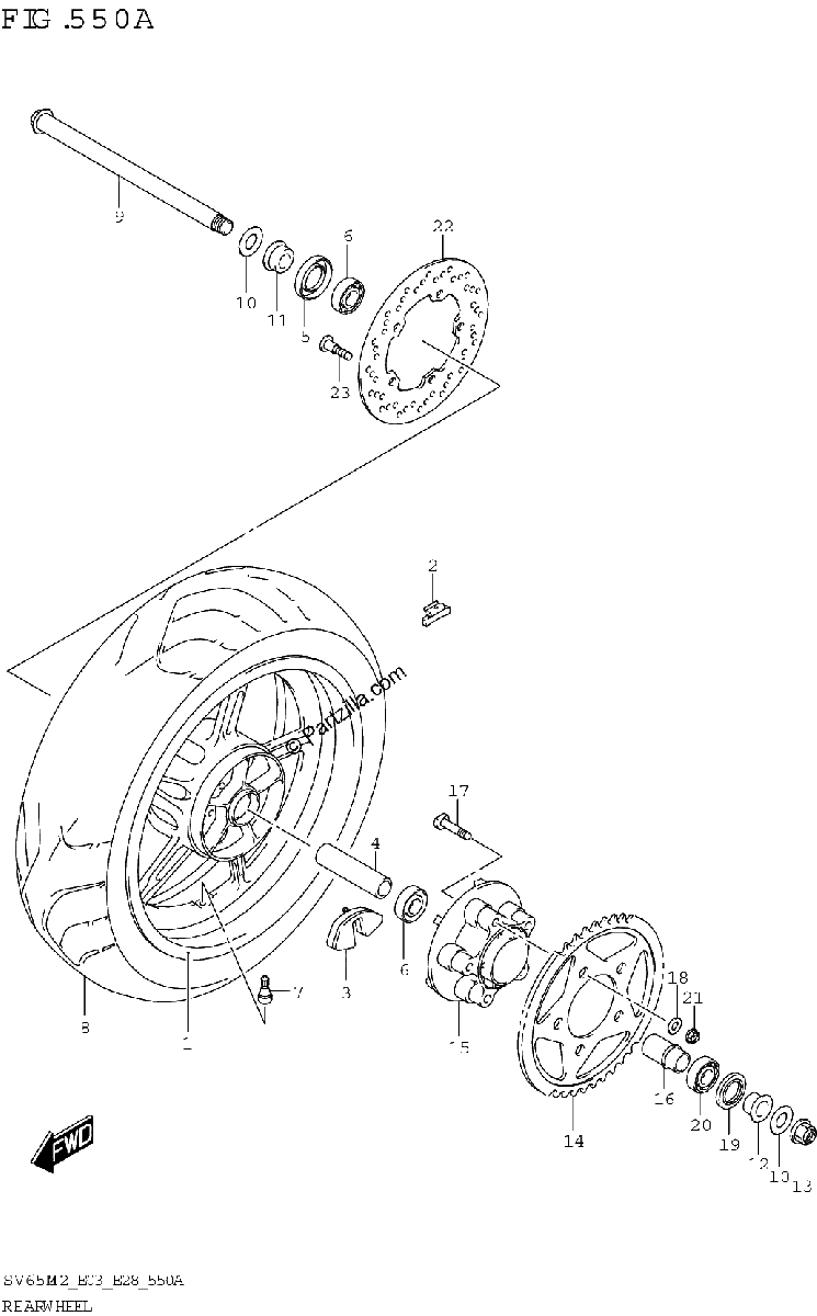 Diagrama de REAR WHEEL SV650
