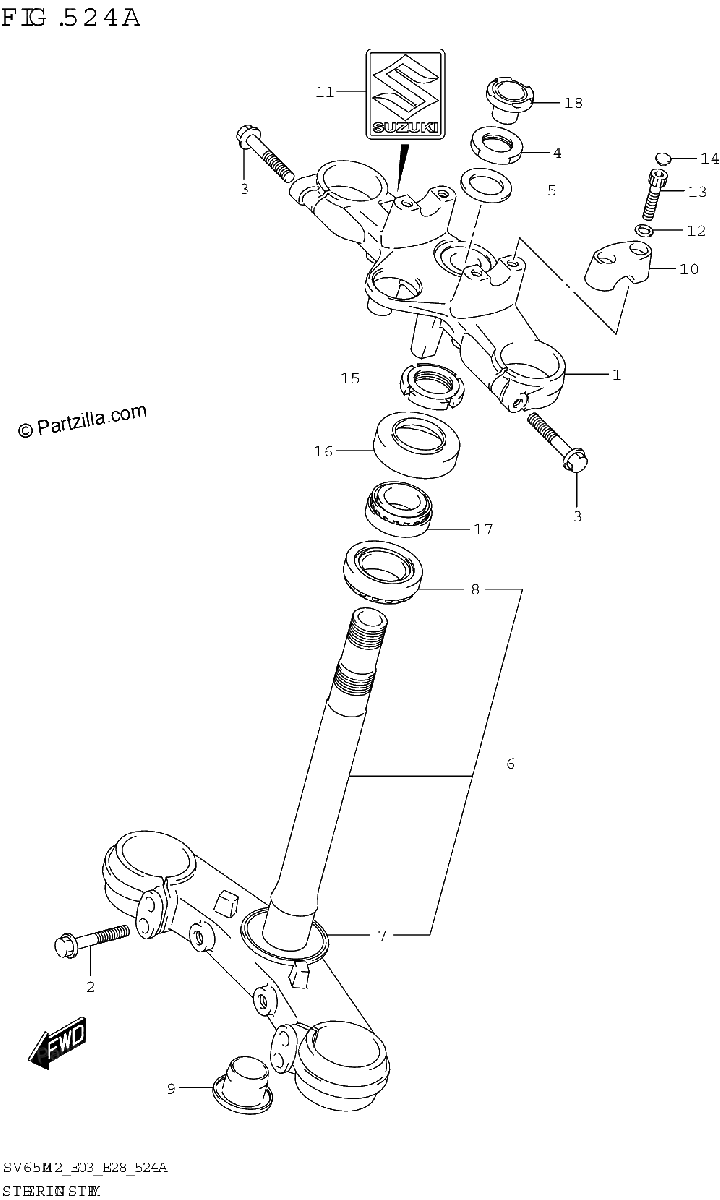 Diagrama de STEERING STEM SV650 SV650A