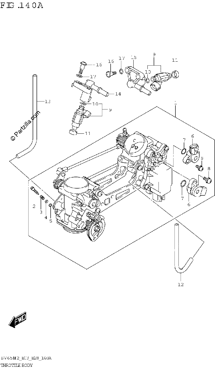 Diagrama de THROTTLE BODY E03 E28