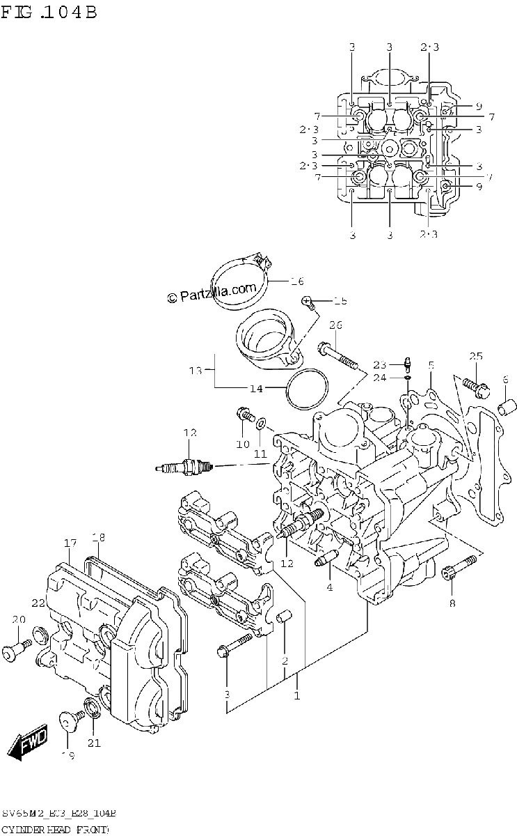 Diagrama de CYLINDER HEAD FRONT