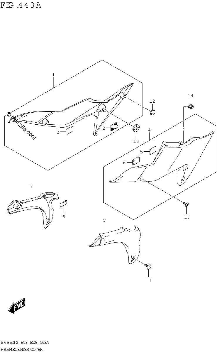 Diagrama de FRAME CENTER COVER SV650 SV650A