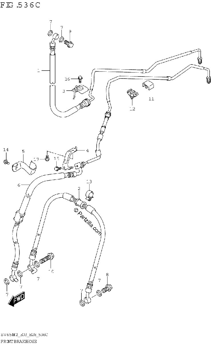 Diagrama de FRONT BRAKE HOSE SV650A
