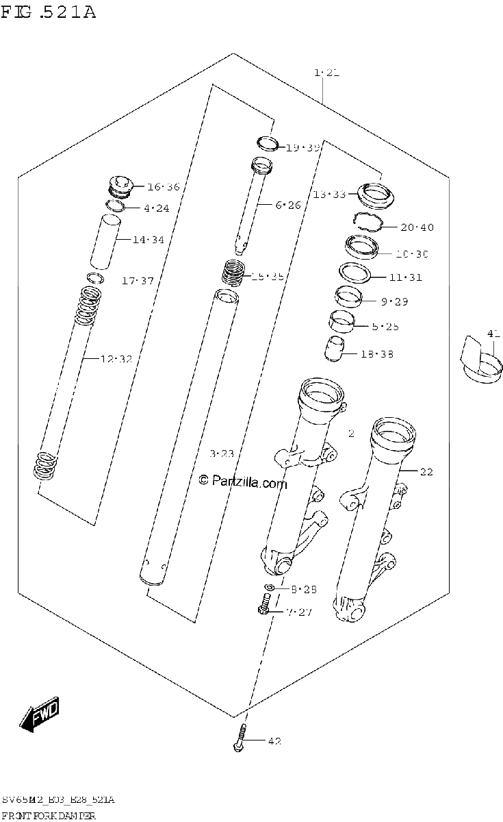 Diagrama de FRONT FORK DAMPER SV650 SV650A