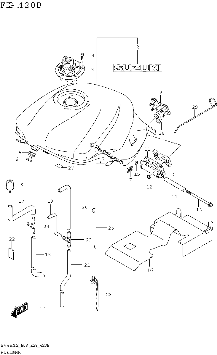 Diagrama de FUEL TANK SV650 SV650A E03 E28