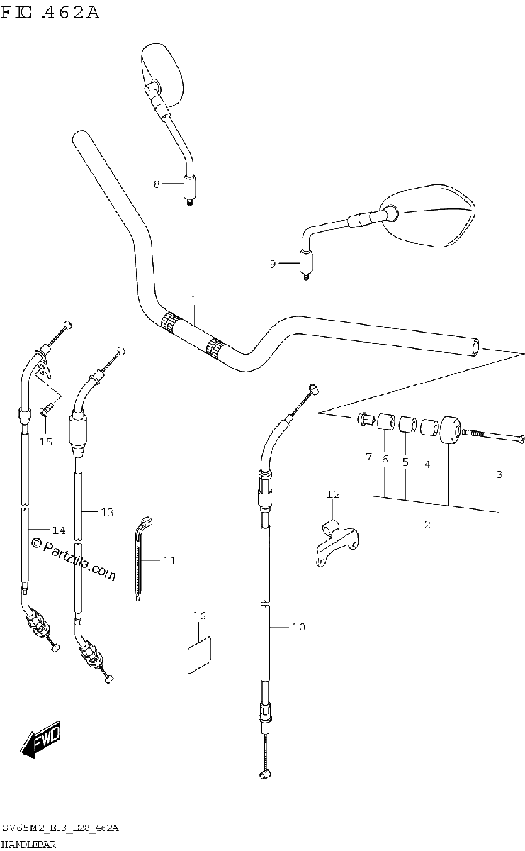 Diagrama de HANDLEBAR SV650 SV650A