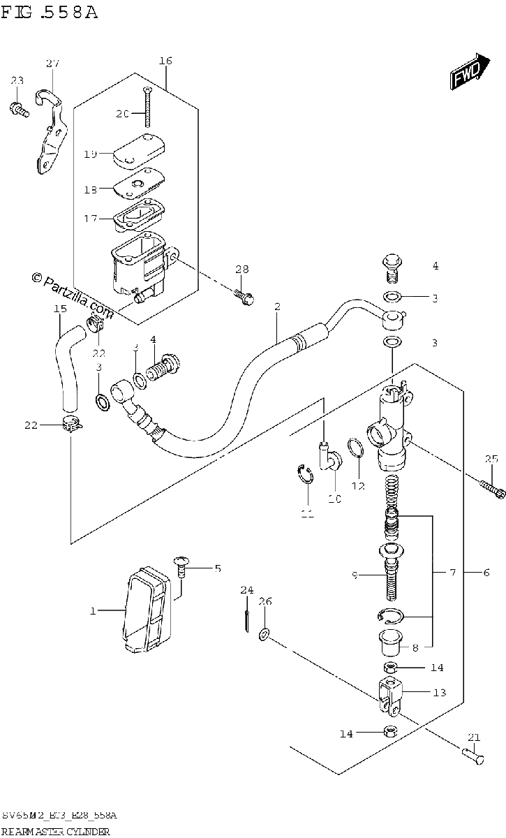 Diagrama de REAR MASTER CYLINDER SV650
