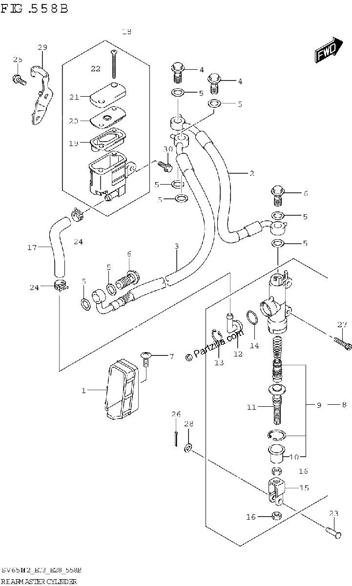 Diagrama de REAR MASTER CYLINDER SV650A SV650XA