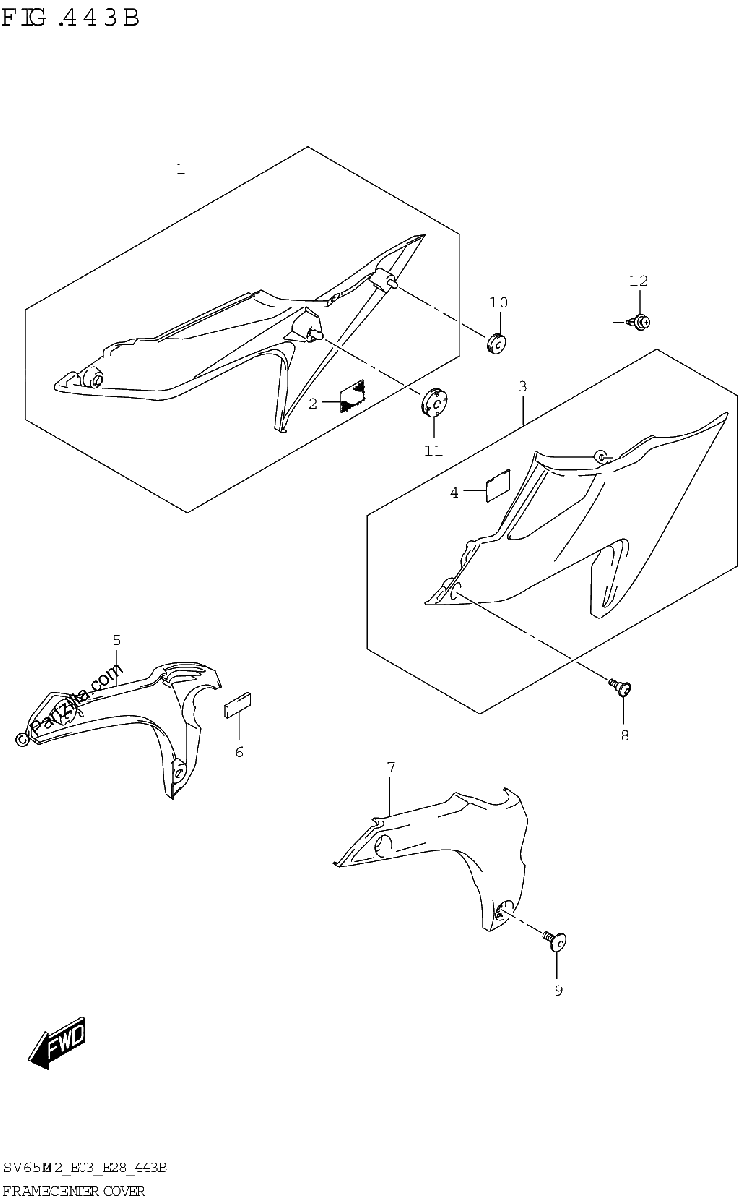 Diagrama de FRAME CENTER COVER SV650XA