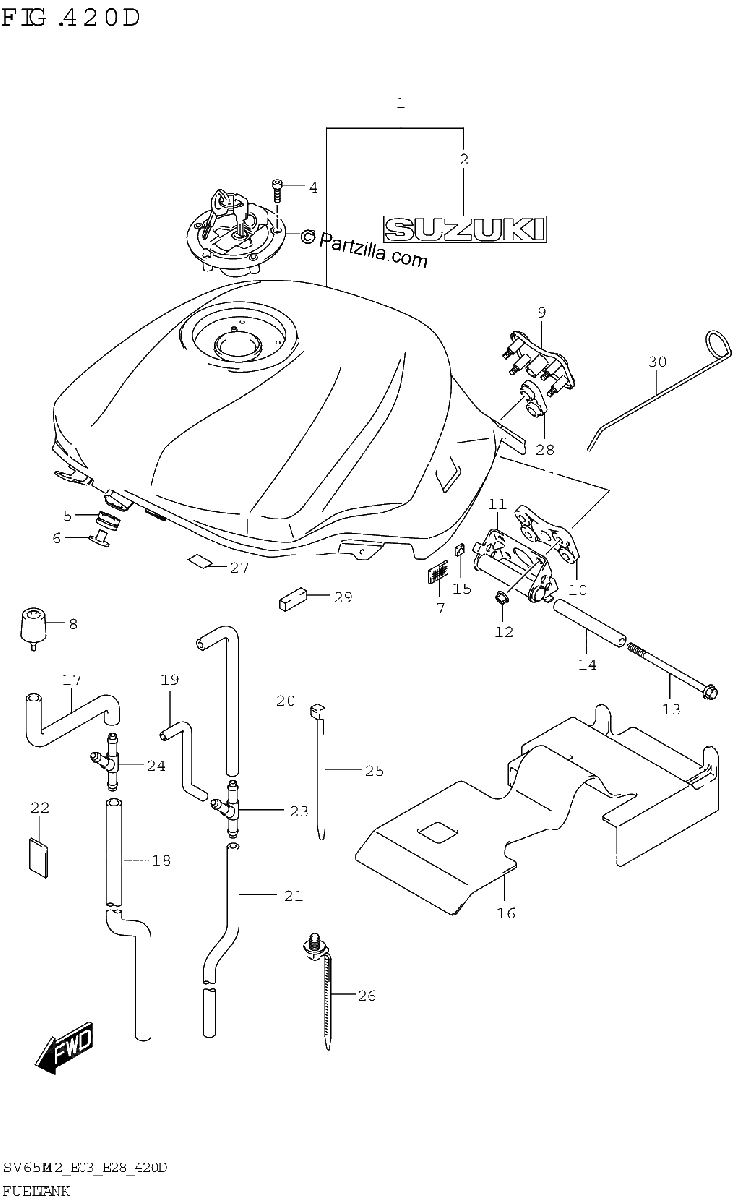 Diagrama de FUEL TANK SV650XA E28