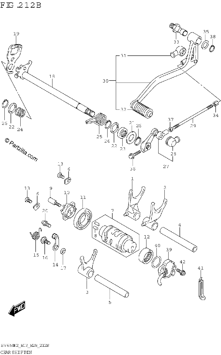 Diagrama de GEAR SHIFTING SV650XA