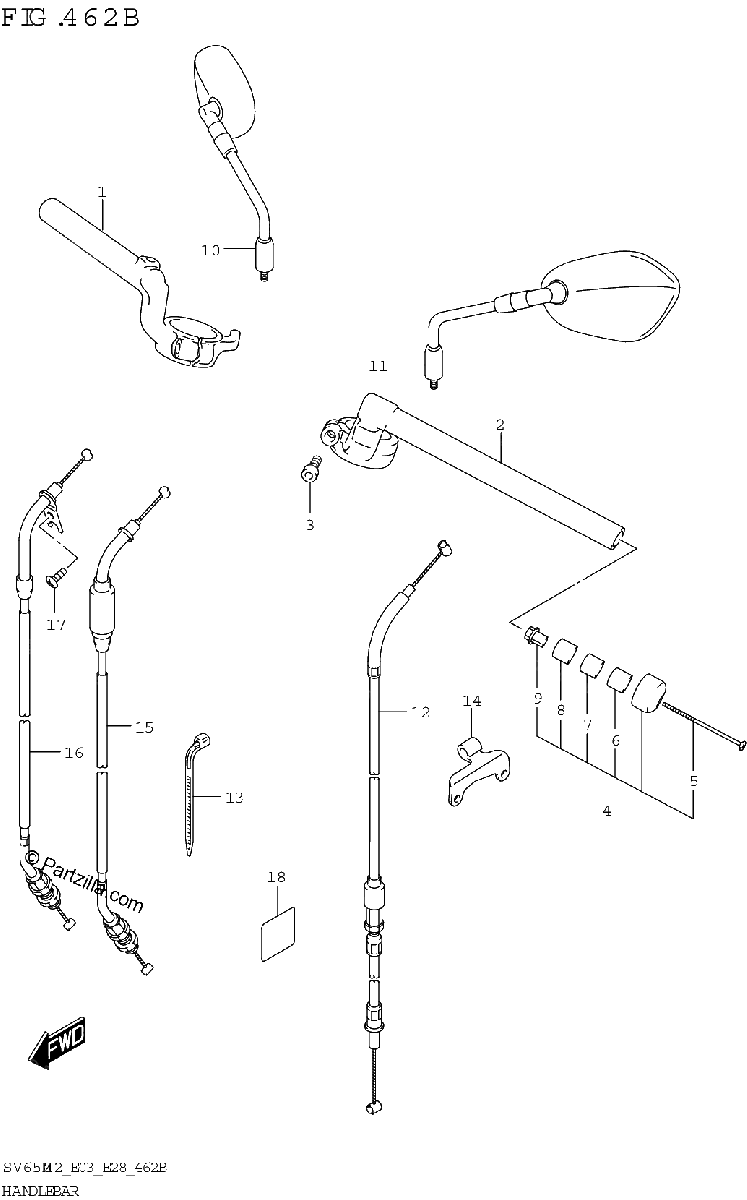 Diagrama de HANDLEBAR SV650XA
