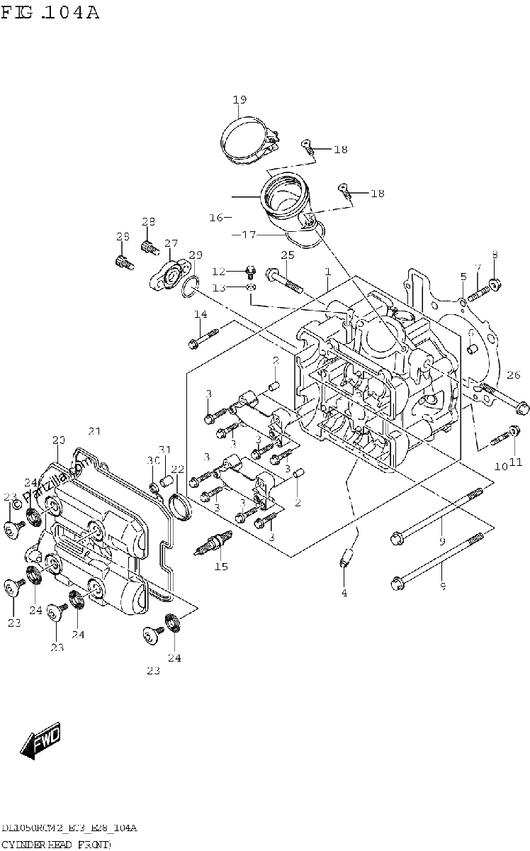 Diagrama de CYLINDER HEAD FRONT DL1050RQ