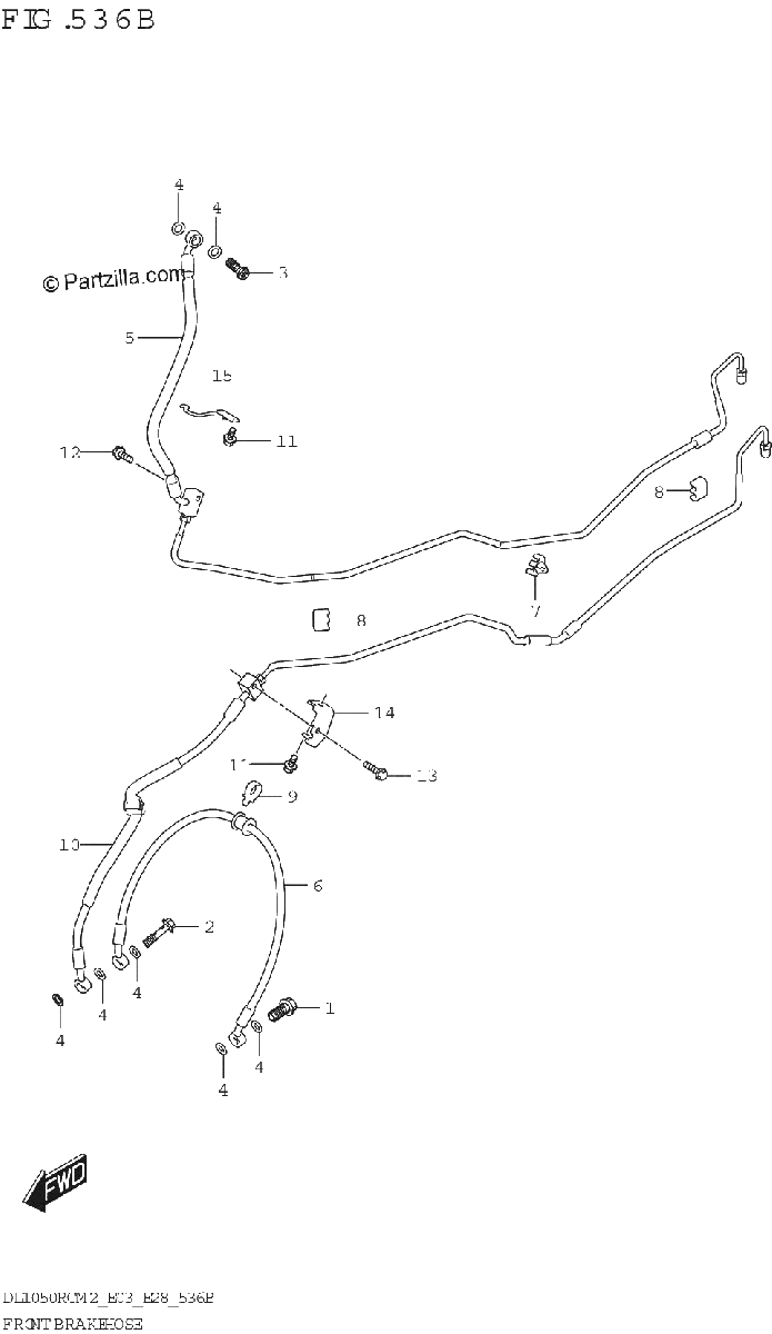 Diagrama de FRONT BRAKE HOSE DL1050RC