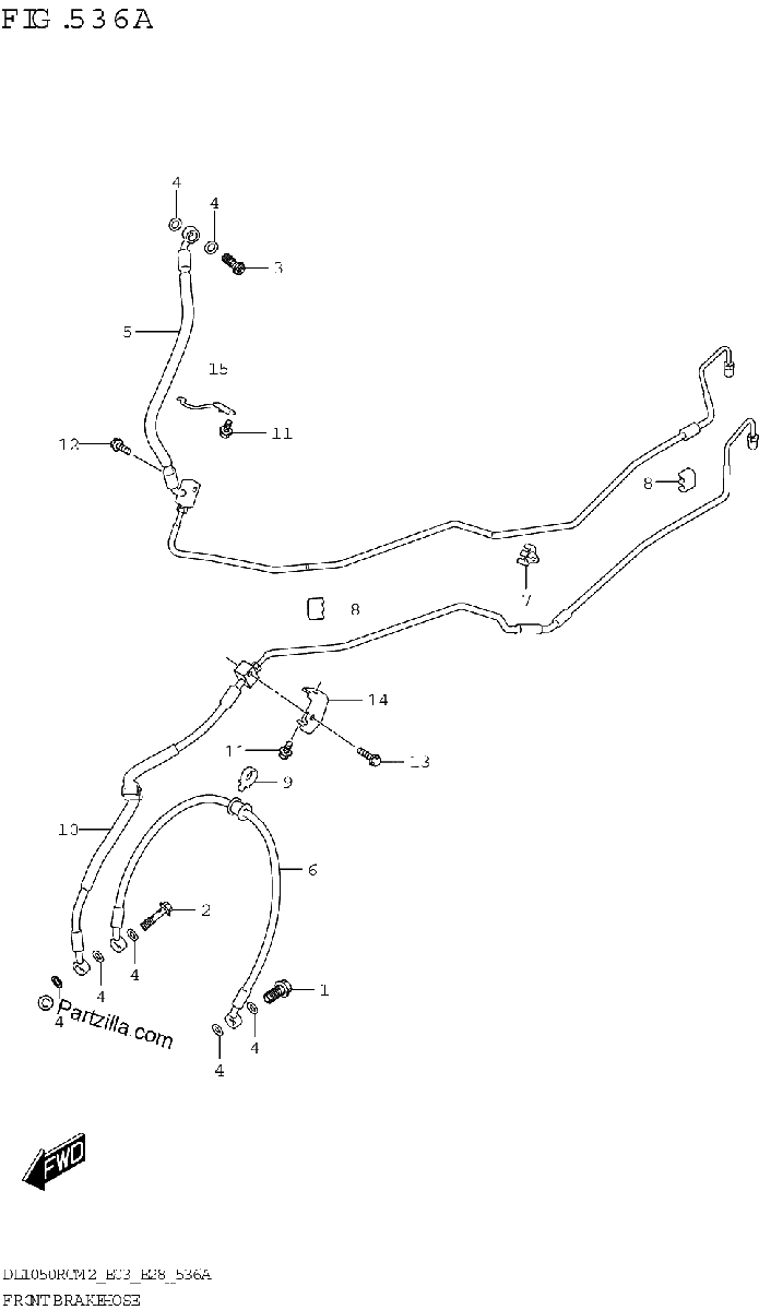 Diagrama de FRONT BRAKE HOSE DL1050RQ