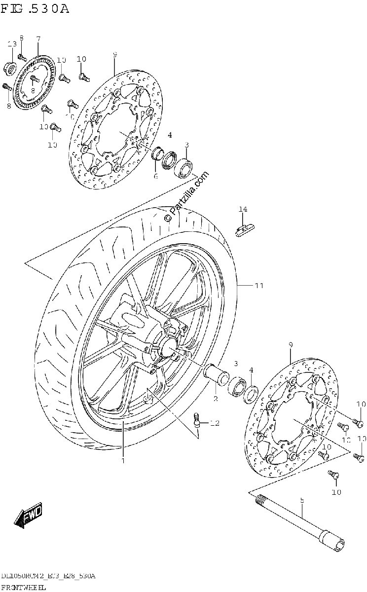 Diagrama de FRONT WHEEL DL1050RQ
