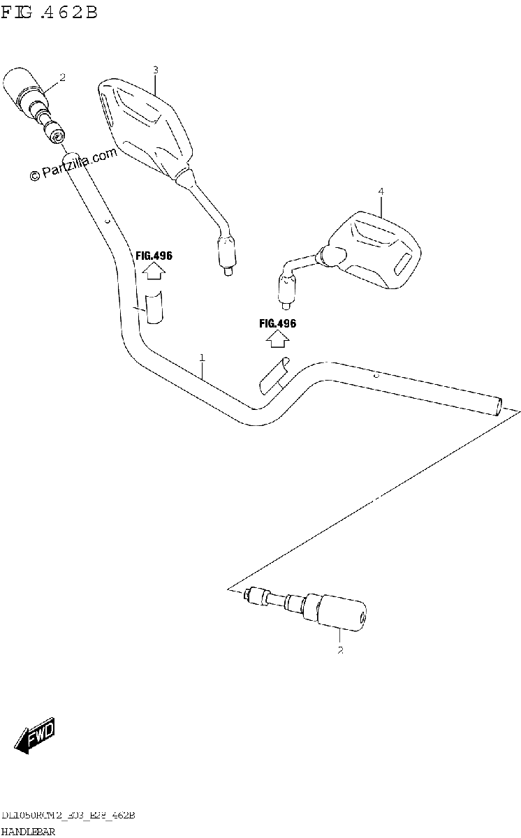 Diagrama de HANDLEBAR DL1050RC