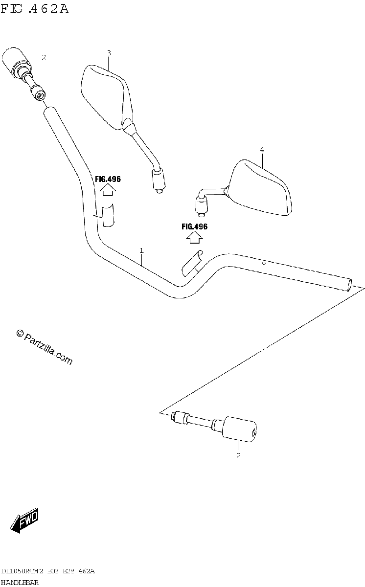 Diagrama de HANDLEBAR DL1050RQ