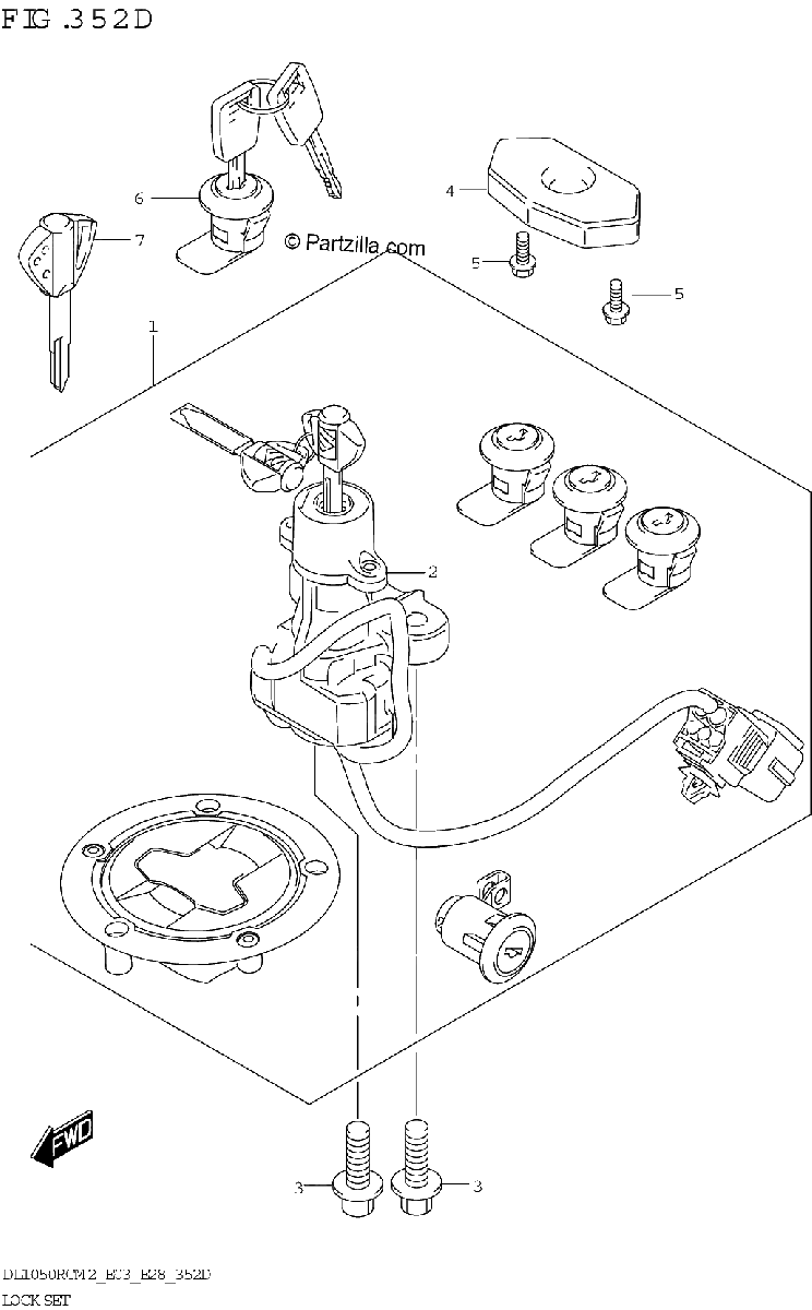 Diagrama de LOCK SET SEE NOTE 1