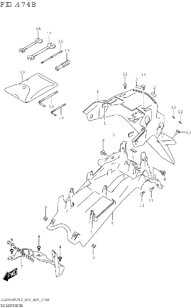 Diagrama de REAR FENDER DL1050RQ