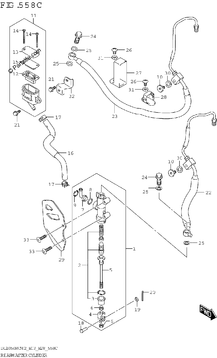 Diagrama de REAR MASTER CYLINDER DL1050RQ