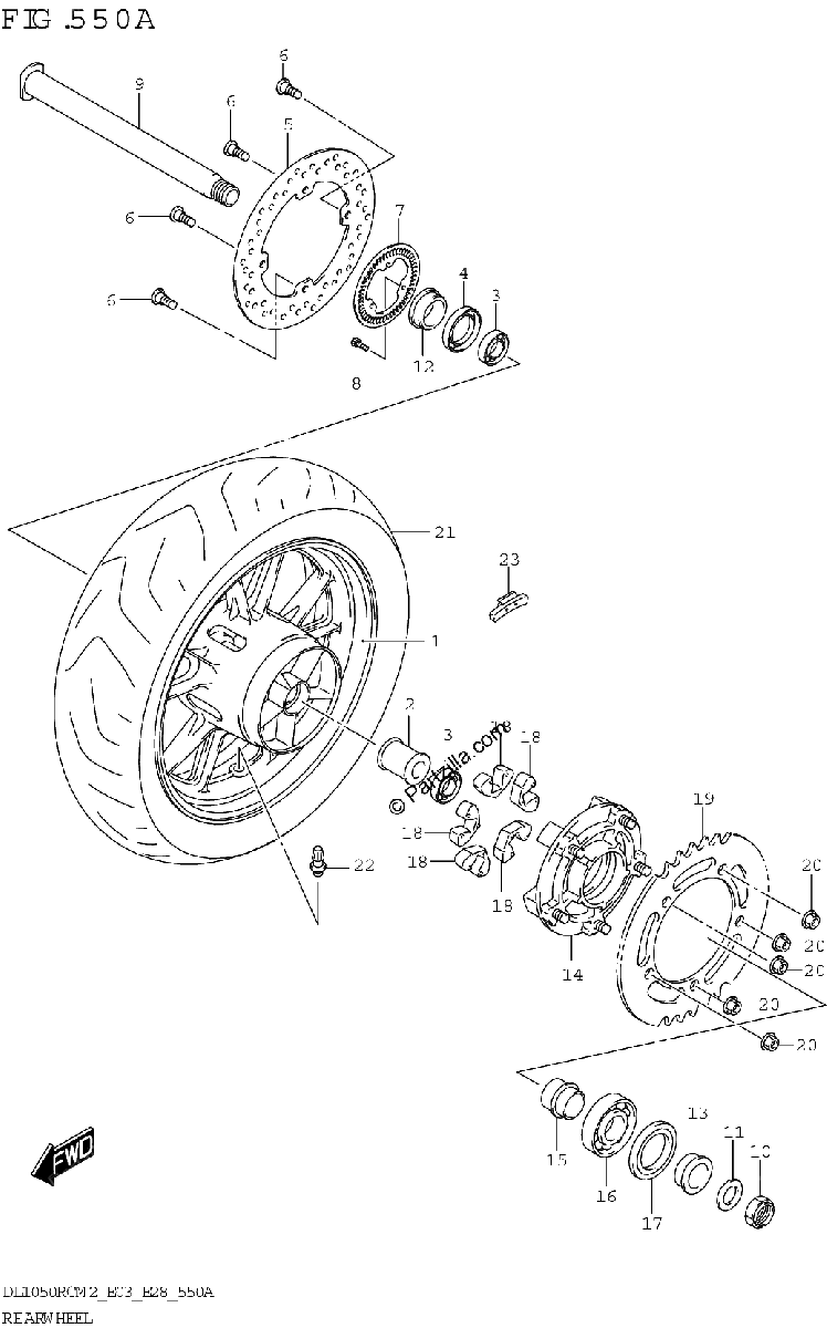 Diagrama de REAR WHEEL DL1050RQ