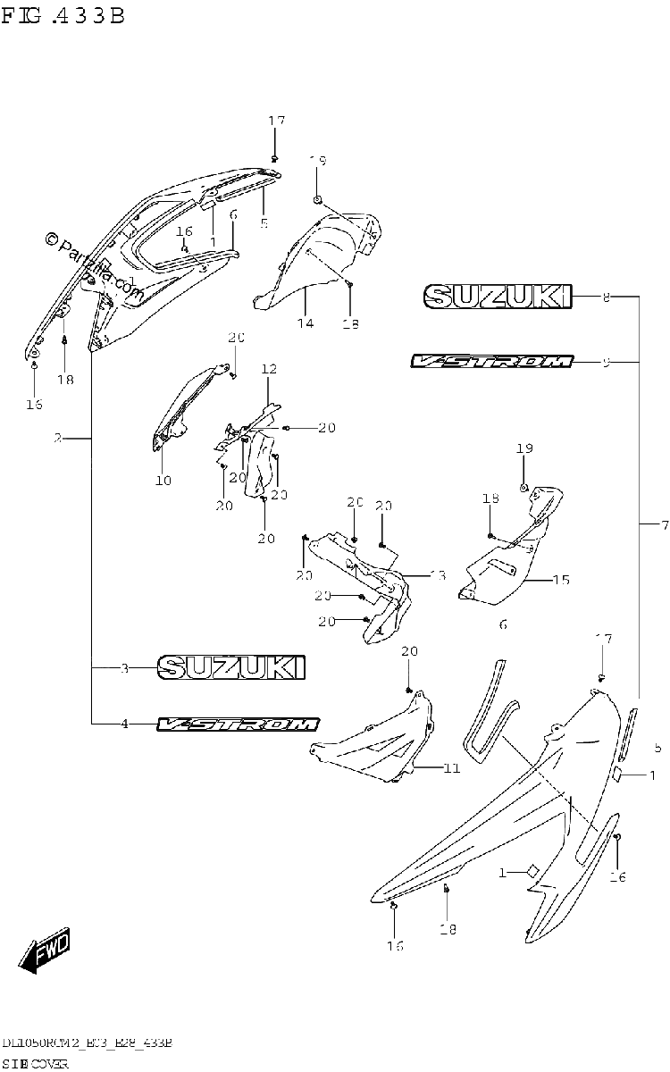 Diagrama de SIDE COVER DL1050RQ