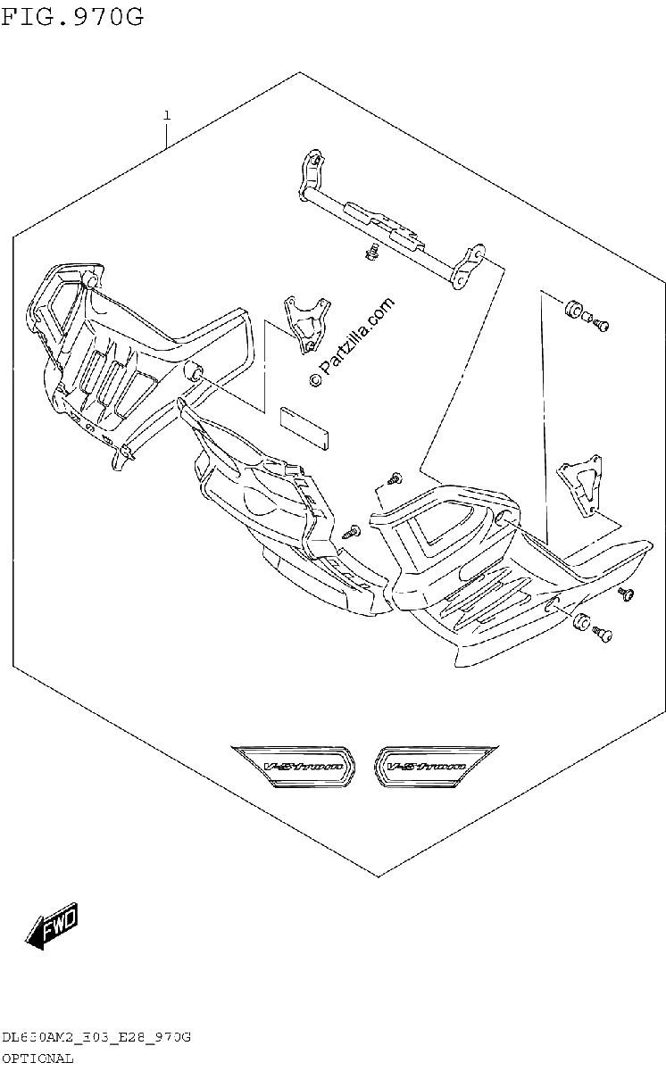 Diagrama de OPTIONAL DL650AM2 E28 UNDER COWLING SET