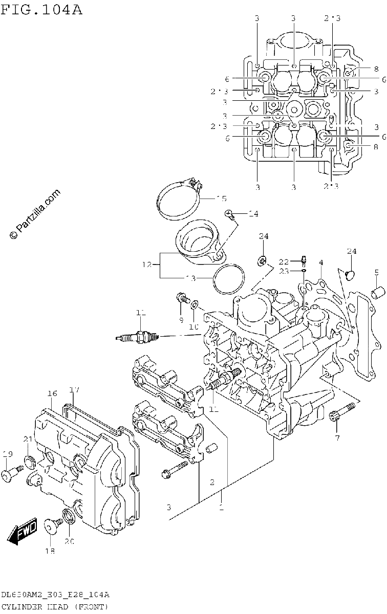 Diagrama de CYLINDER HEAD FRONT