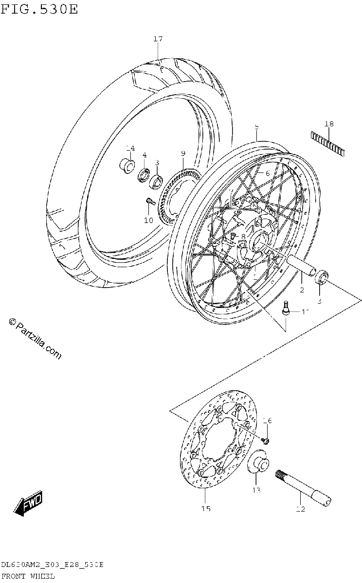 Diagrama de FRONT WHEEL DL650XAM2 E28