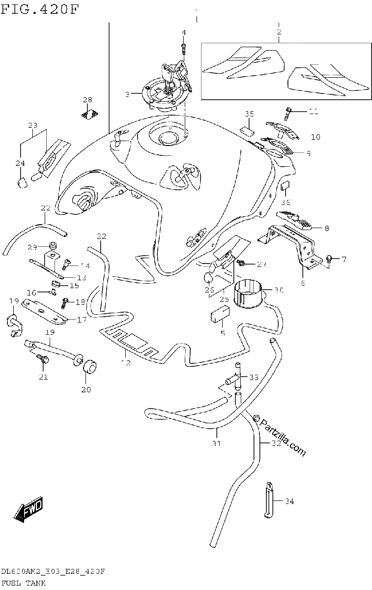 Diagrama de FUEL TANK DL650XAM2 E33