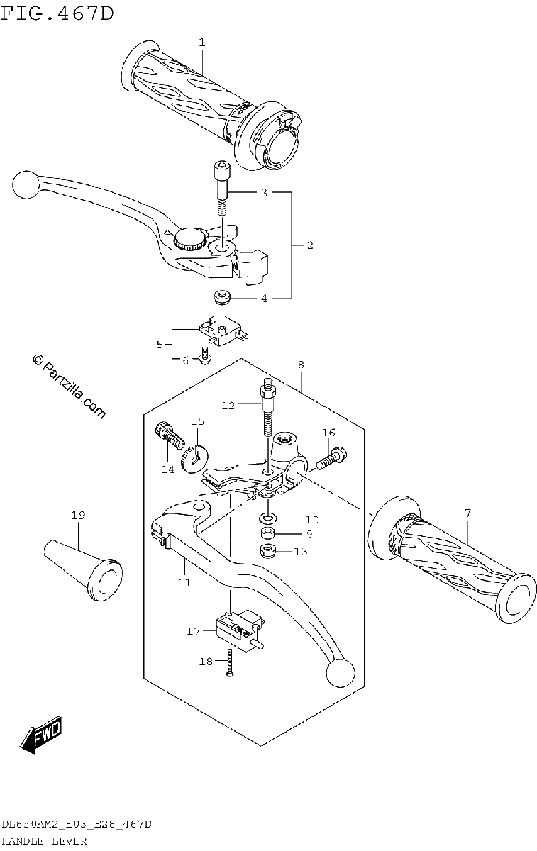 Diagrama de HANDLE LEVER DL650XAM2 E03