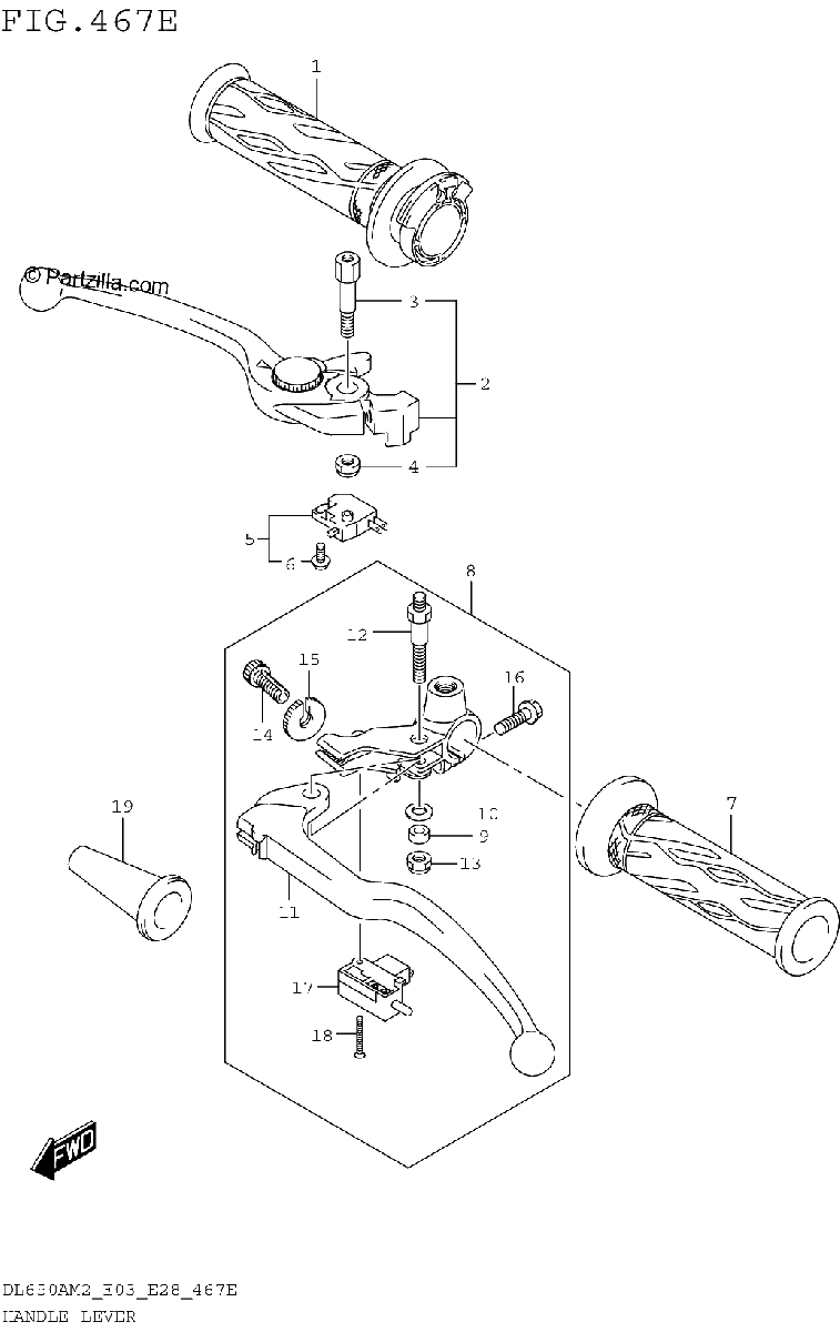 Diagrama de HANDLE LEVER DL650XAM2 E28