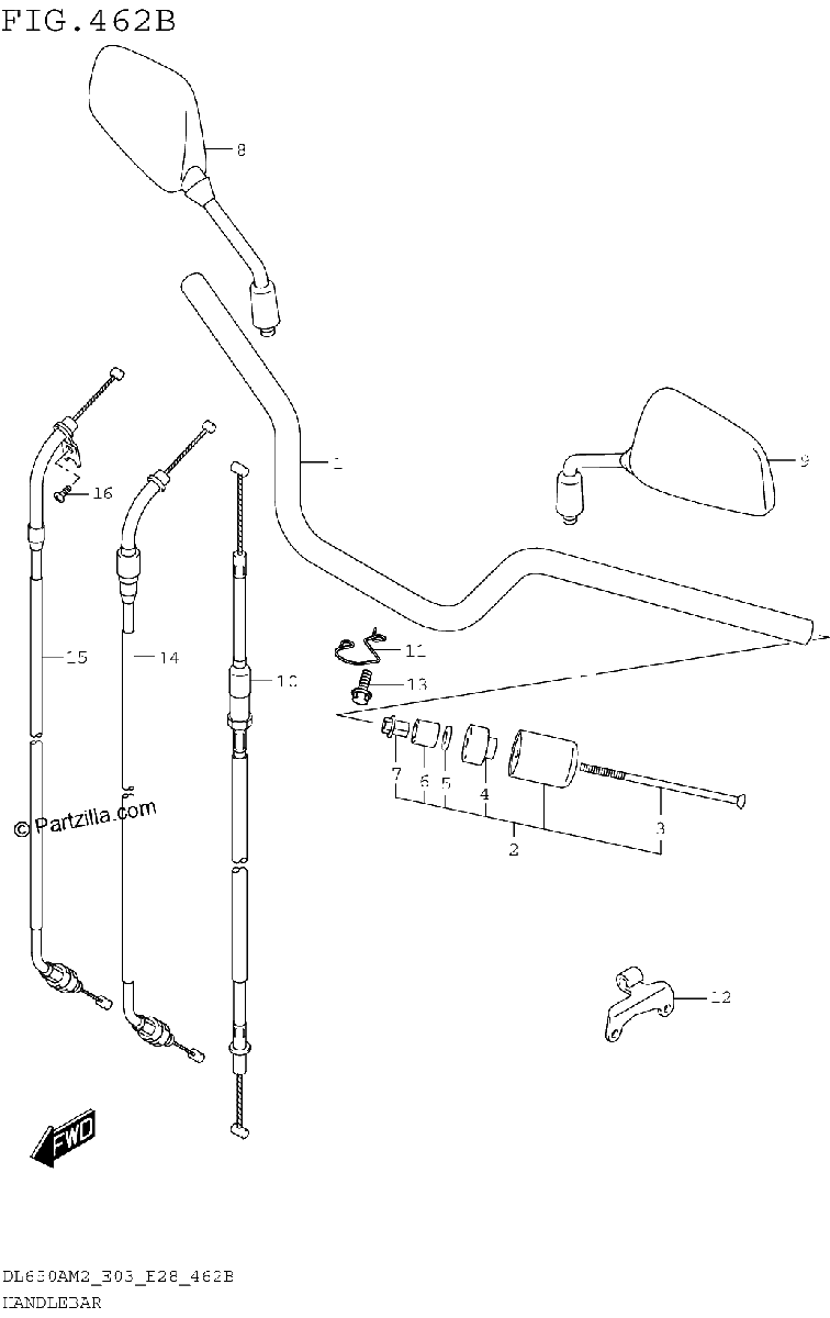 Diagrama de HANDLEBAR DL650XAM2 E03
