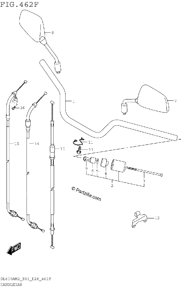 Diagrama de HANDLEBAR DL650XAM2 E33