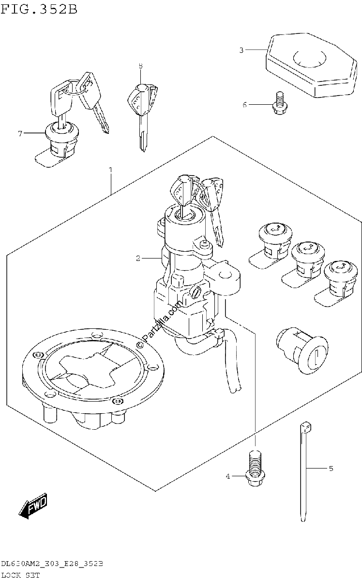 Diagrama de LOCK SET FOR TOP CASE SIDE CASE