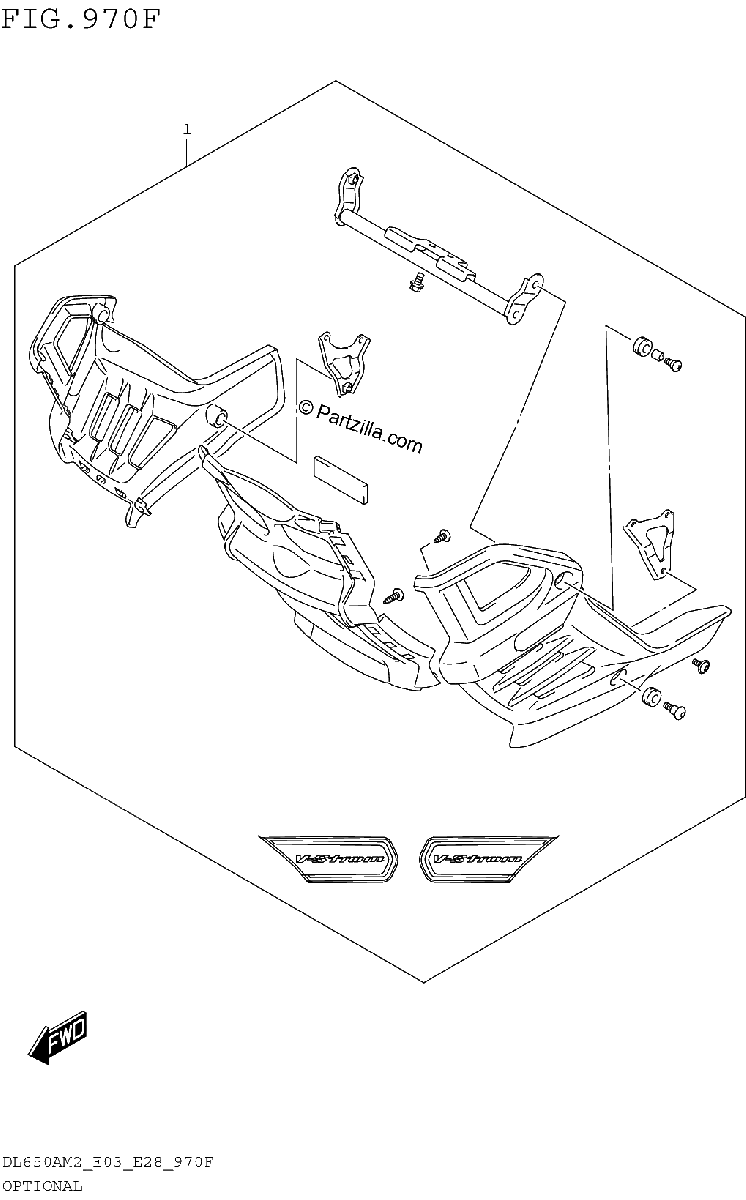Diagrama de OPTIONAL DL650AM2 E03 UNDER COWLING SET