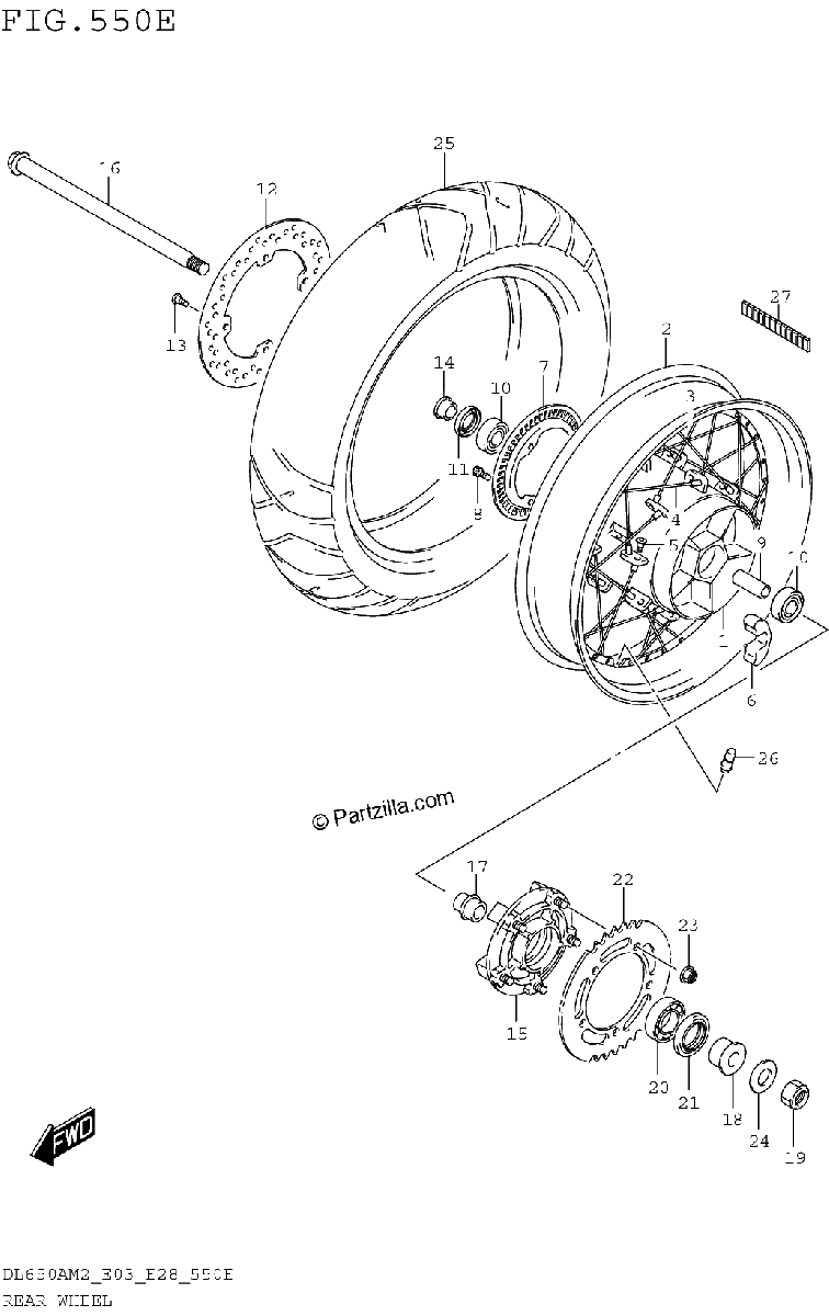 Diagrama de REAR WHEEL DL650XAM2 E28