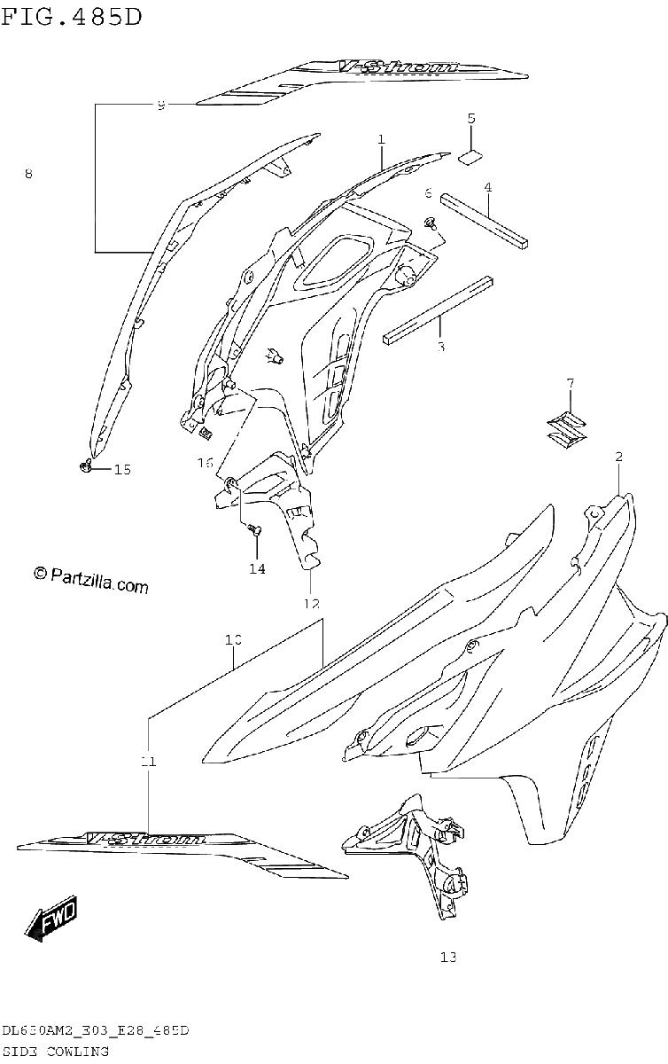 Diagrama de SIDE COWLING DL650XAM2 E03
