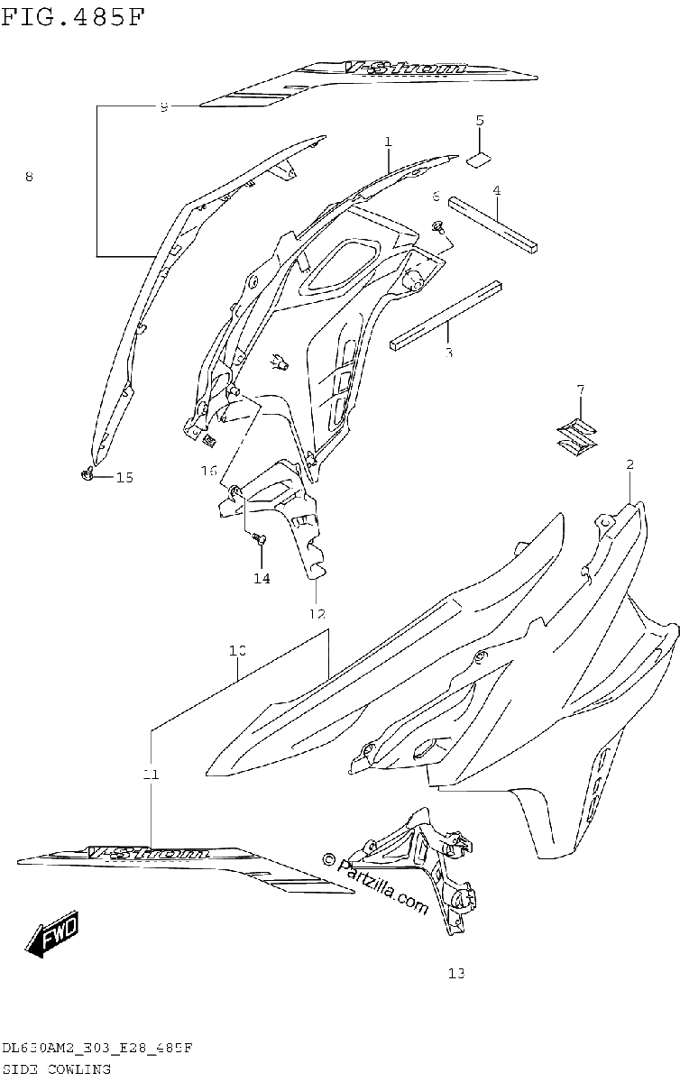 Diagrama de SIDE COWLING DL650XAM2 E33