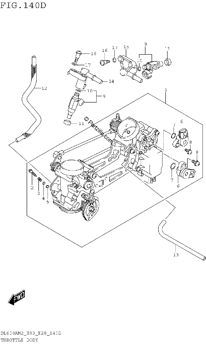 Diagrama de THROTTLE BODY DL650XAM2 E03