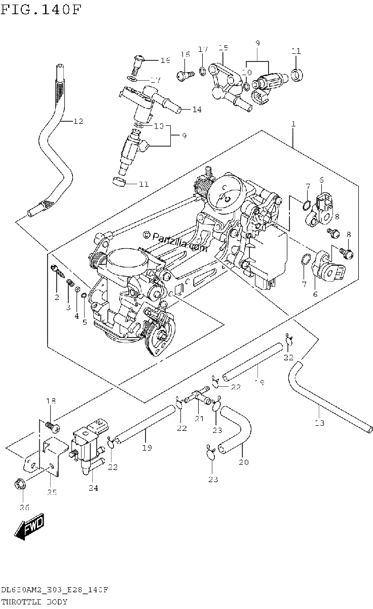 Diagrama de THROTTLE BODY DL650XAM2 E33