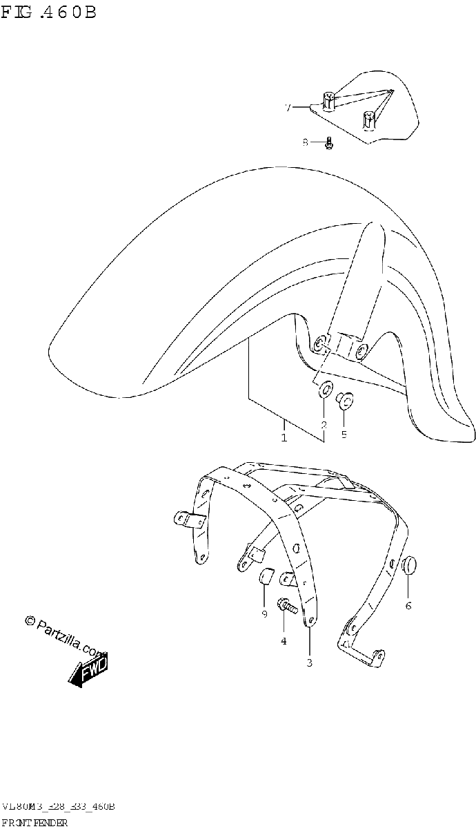 Diagrama de FRONT FENDER VL800T